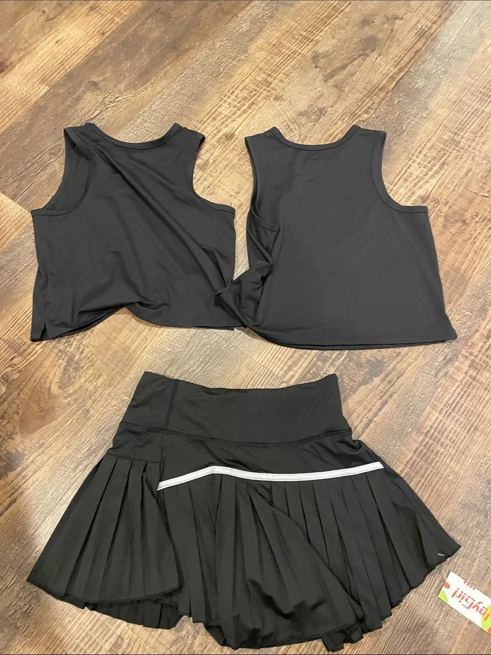 Black Athletic Crop Tops & Pleated Skort Set
